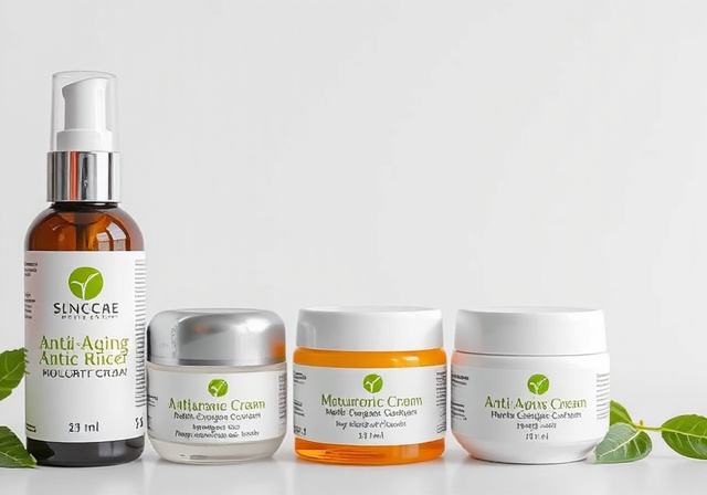 Anti-aging skincare creams with collagen and hyaluronic acid